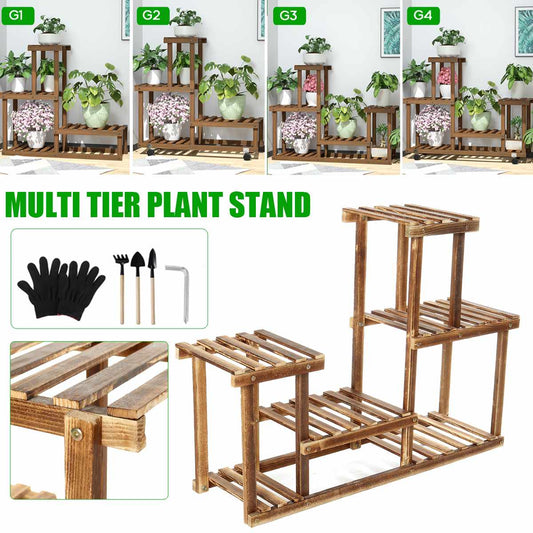 5-Layer Wooden Plant Shelves Rack Display Shelf Home Indoor Outdoor Yard Garden Patio Balcony Flower Planter Pot Stands