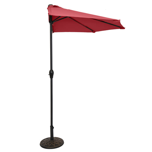 9FT Outdoor Patio Half Umbrella Waterproof Folding Sunshade 270x135x243CM Wine Red/Top Color Easy to Use[US-Stock]