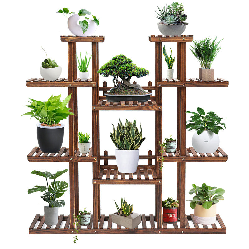 Multi Tier Flower Plant Holder 9-layer Stand Rack Wood Shelves Balcony Flower Rack Plant Stand Garden Bonsai Display Shelf Racks