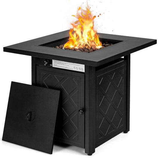 28&quot; Propane Fire Pit Table 50,000 BTU Patio Square Gas Fireplace W/ Lava Rock  NP10211US-BK